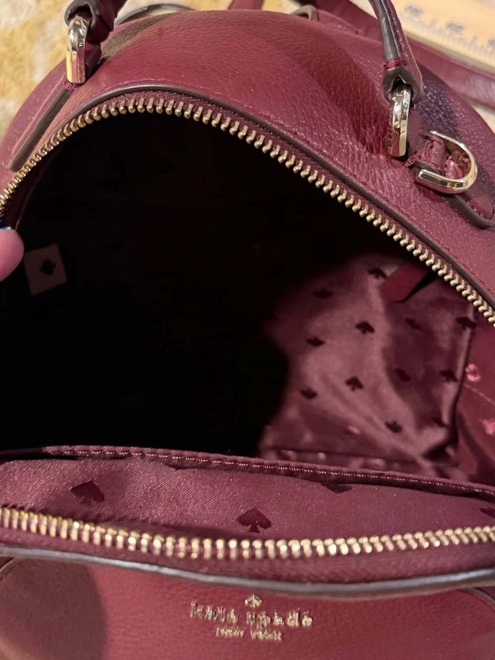 Kate Spade New York Jackson Medium Backpack Burgundy Pebbled Leather